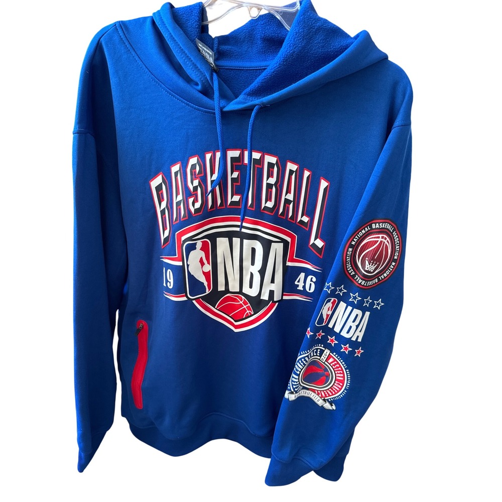 NBA Mens Royal Blue Hoodie 1946 Zipper Front Pockets Authentic XL MSRP $75 NWT